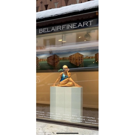 Sekskantet pidestall, hvit, 40 x 100 cm